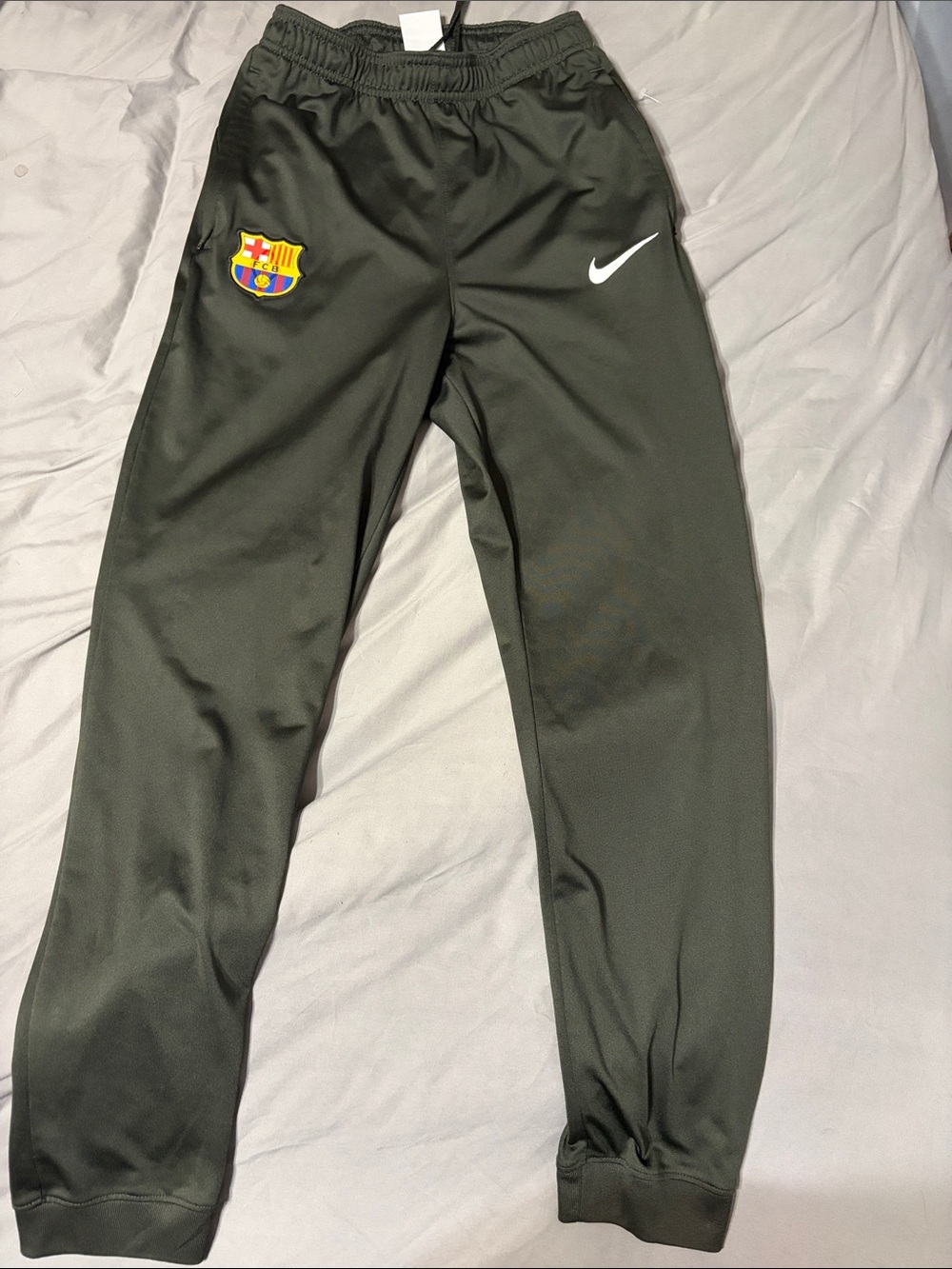 Nike Kids Olive Green Barcelona Training Joggers with Crest